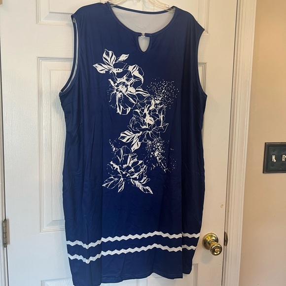 Women's Plus Size Floral Print Keyhole Neck Elegant Summer Sleeveless Dress 20W - Picture 4 of 7